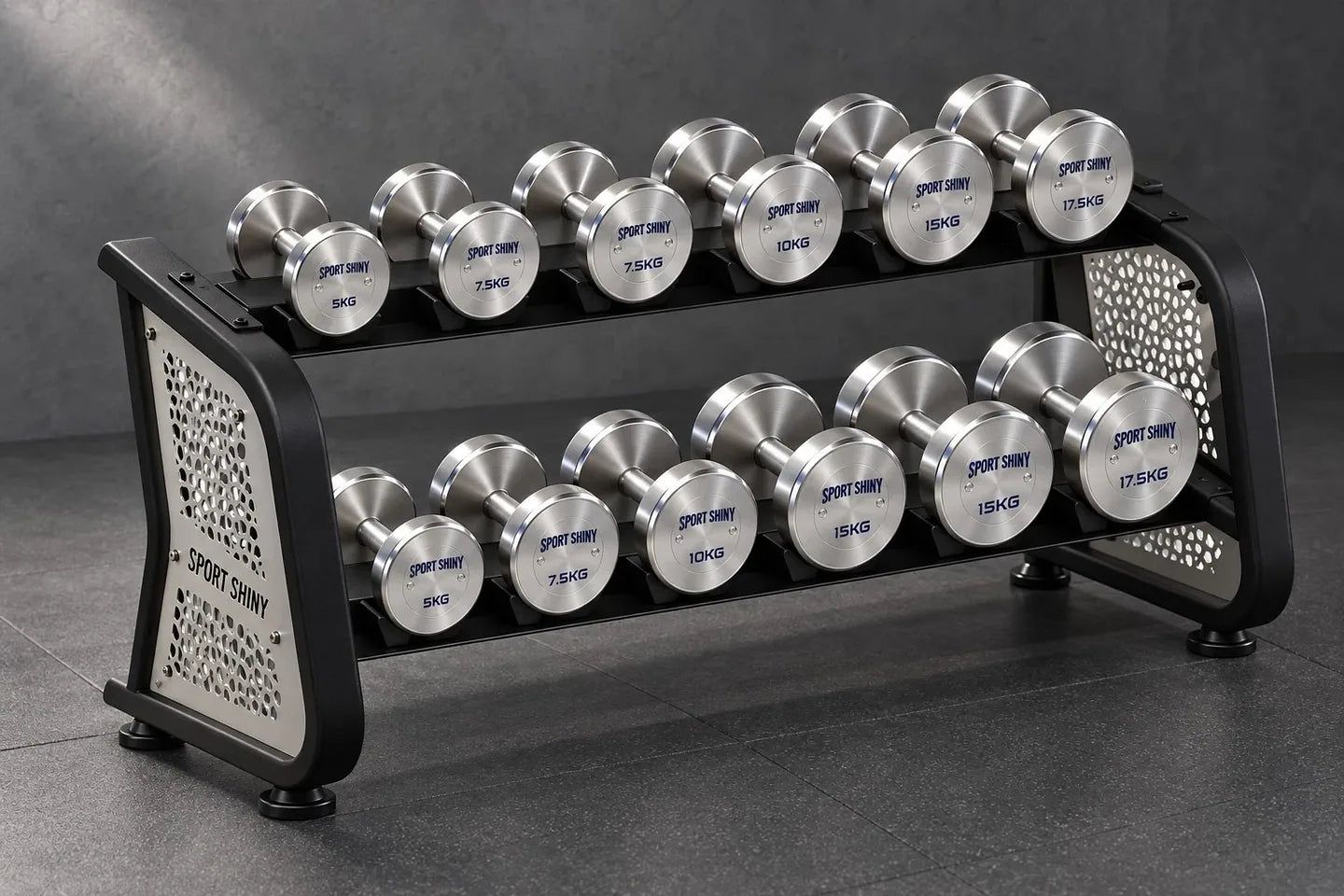 Electroplated dumbbell display